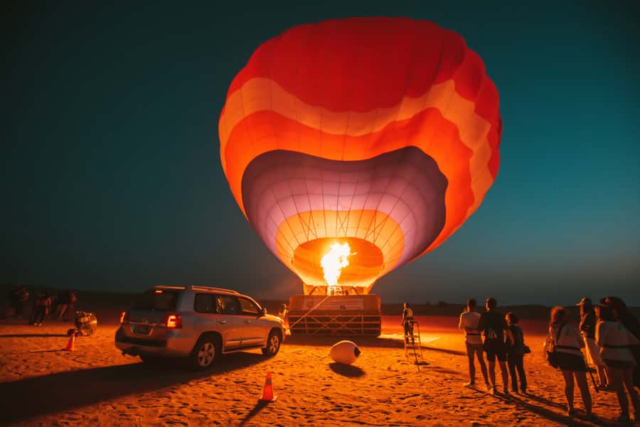 Dubai: Hot Air Balloon, Desert Safari, and Quad Biking Tour - Balloon launch and the 4000-foot view over the conservation reserve