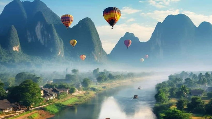 Vang vieng: Longtail boat&Hot Air Balloon&hotel pick-up - Price and what you actually get for $171